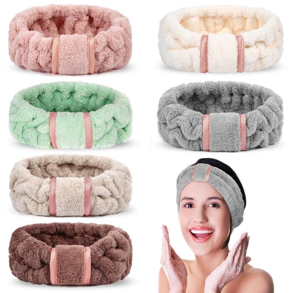 6pcs Microfiber Hairband, Fluffy Face Wash Headbands for Women, Spa Headbands fo